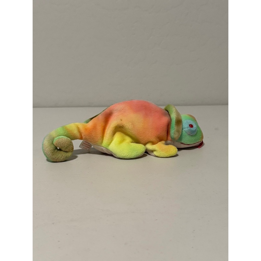 Ty‎ Beanie Babies Rainbow Chameleon Vintage 1997 Tie Dye Plush Toy with Tags